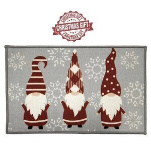 Gnome Snowflake Rug Simply Holiday Christmas Winter Unique Decor Accent Red Gray